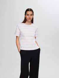 STRIPED BOXY FIT T-SHIRT, Cradle Pink, highres