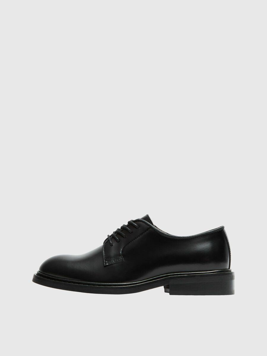 Selected KLASSIEKE LEREN DERBYSCHOENEN, Black, highres - 16094511_Black_001.jpg