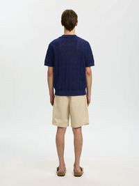 SHORT SLEEVED KNITTED POLO SHIRT, Ocean Cavern, highres