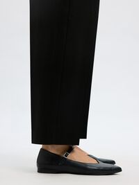 MID WAIST BARREL FIT TROUSERS, Black, highres