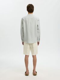 LINEN BLEND LONG SLEEVED SHIRT, Aqua Gray, highres