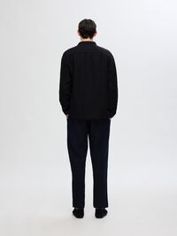 LANGERMET LINBLANDING SKJORTEJAKKE, Black, highres