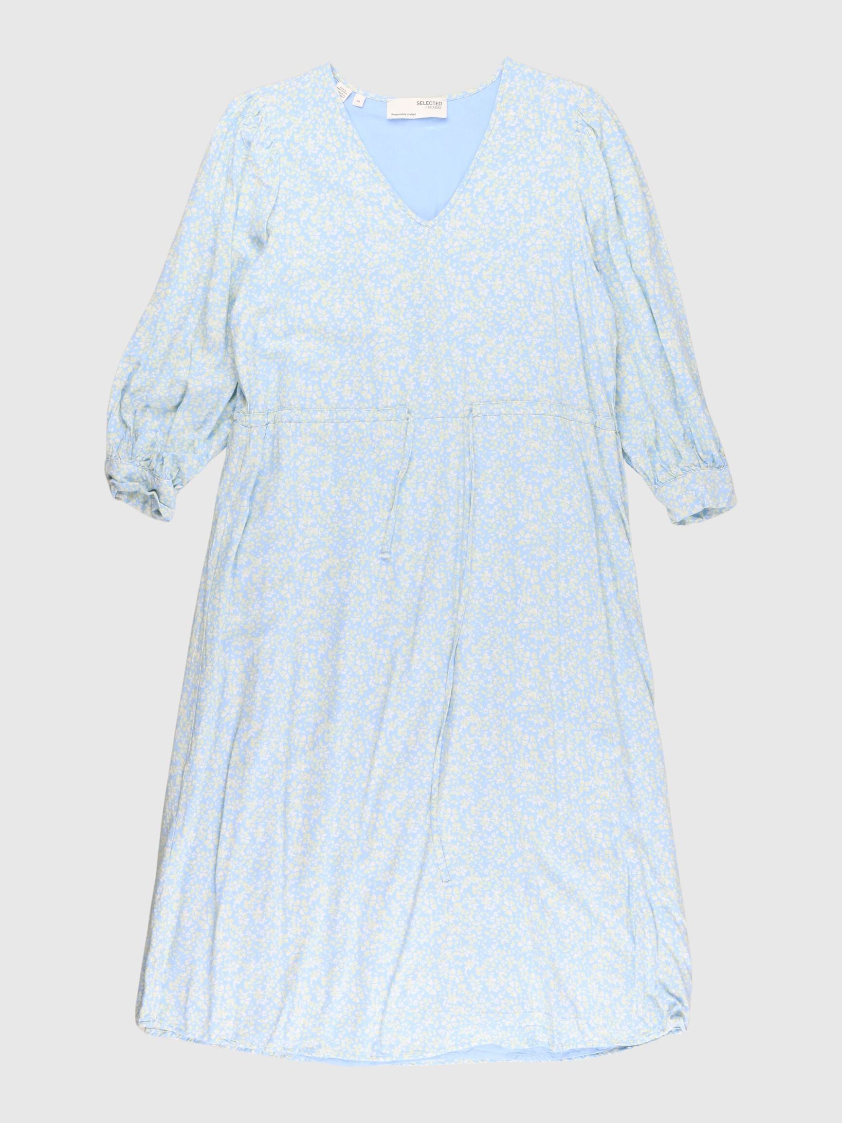 GEBLÜMTES MIDIKLEID, Blue Bell, highres