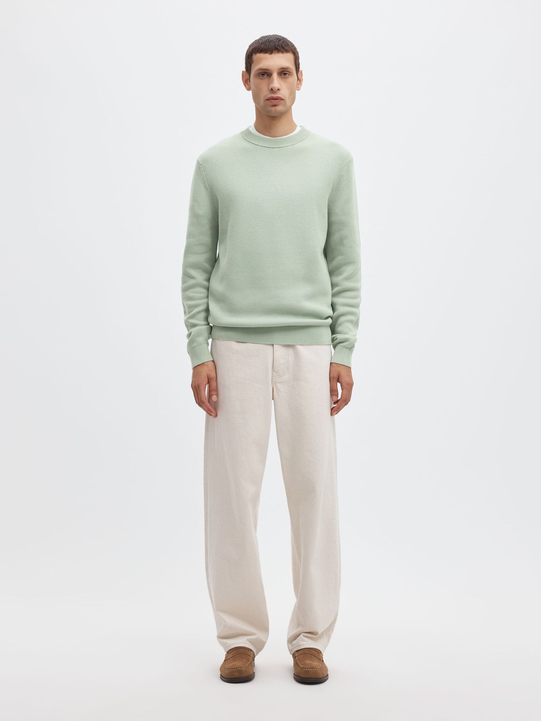 CREW NECK PULLOVER, Aqua Gray, highres