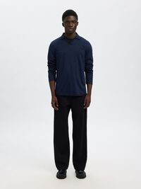 COTTON BLEND POLO SHIRT, Navy Blazer, highres