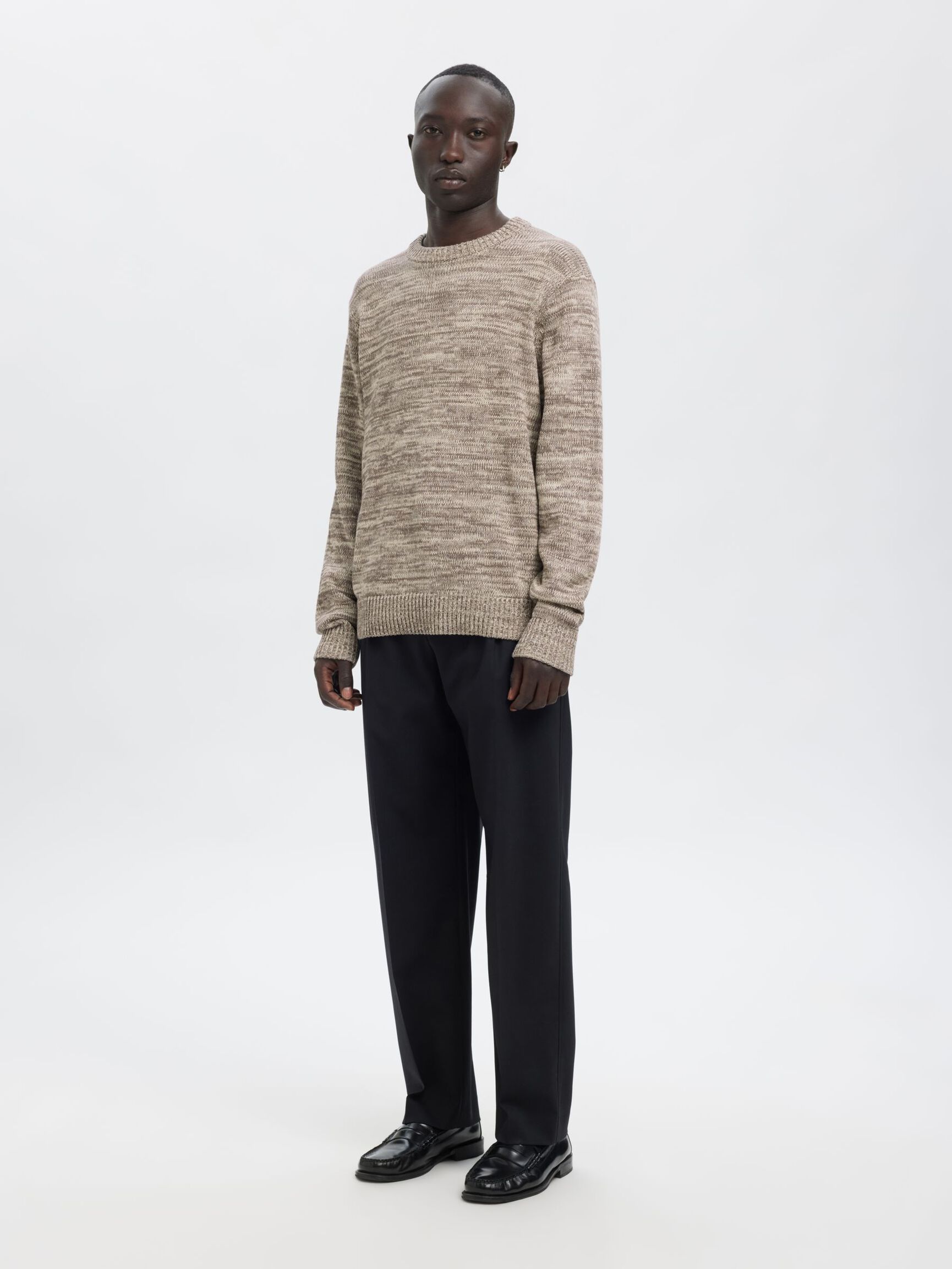 REGULAR FIT  KNITTED PULLOVER, Oatmeal, highres