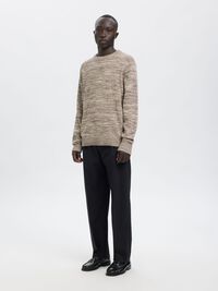 REGULAR FIT  KNITTED PULLOVER, Oatmeal, highres