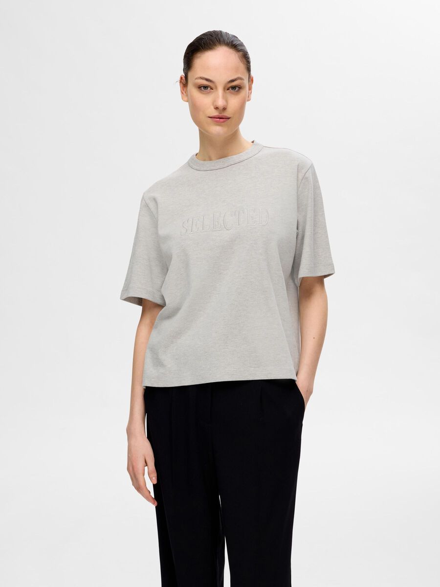 Selected GEBORDUURD T-SHIRT, Light Grey Melange, highres - 16093153_LightGreyMelange_003.jpg