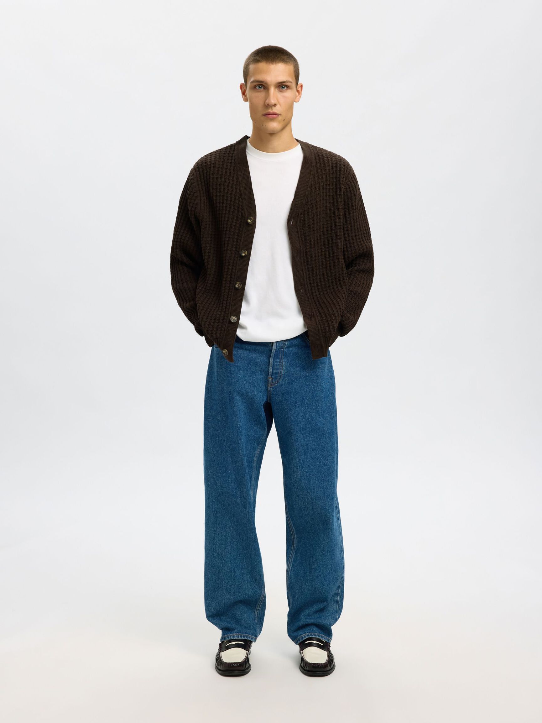 100% COTTON KNITTED CARDIGAN, Delicioso, highres