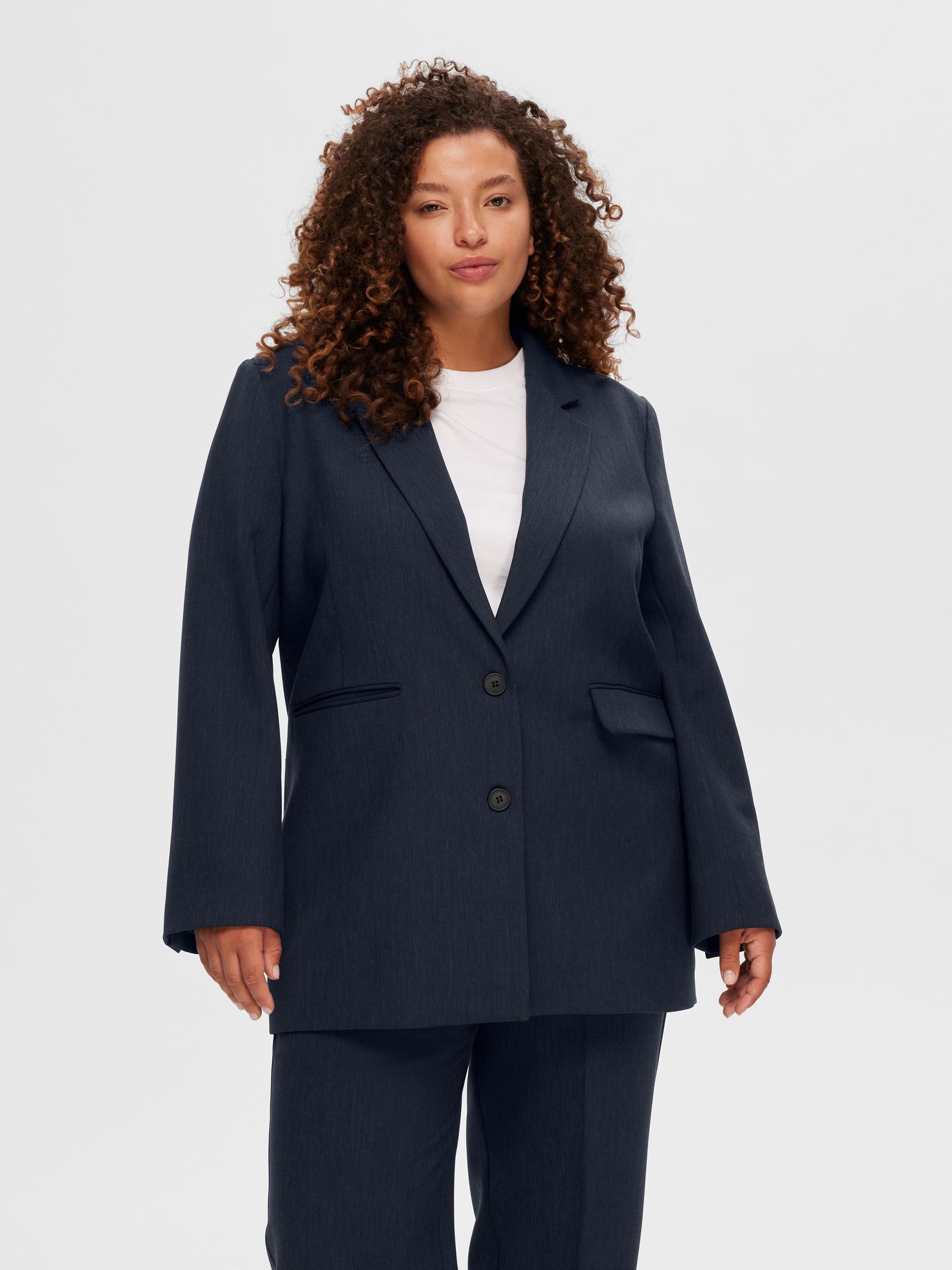 VISKOSEBLANDING OVERSIZED BLAZER, Dark Sapphire, highres