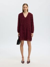 FRINGE MINI DRESS, Tawny Port, highres