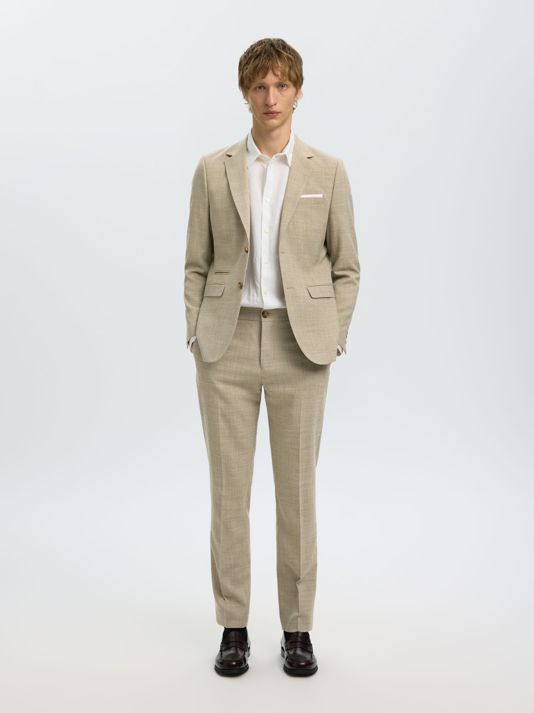 SLIM FIT SUIT TROUSERS, Sand, highres