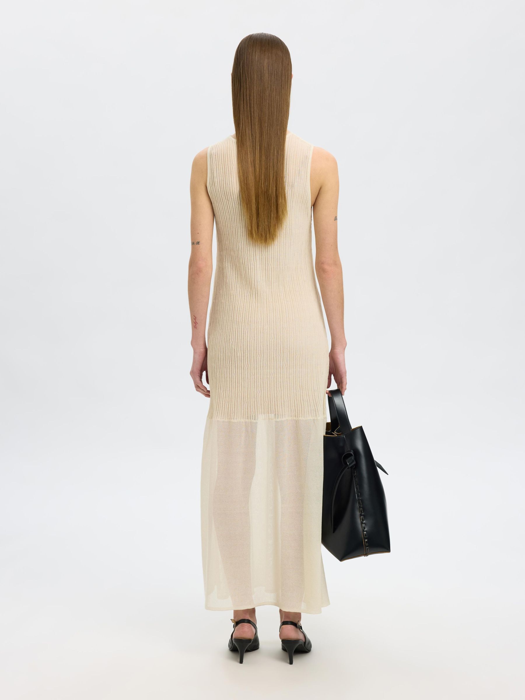 COTTON BLEND MAXI DRESS, Birch, highres