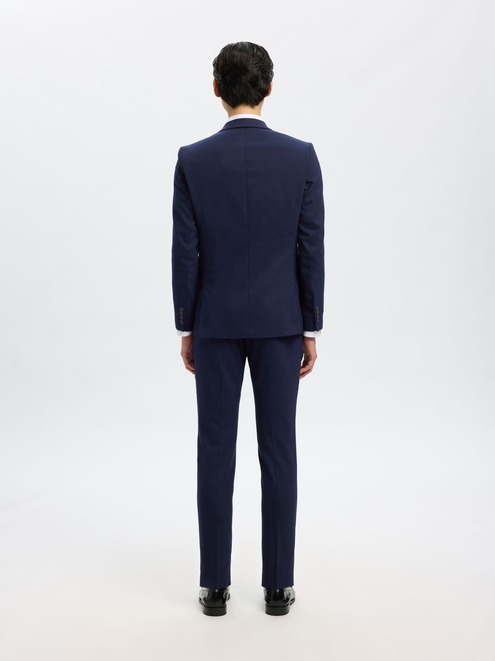 WOVEN WOOL BLEND BLAZER, Navy Blazer, highres