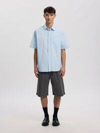 STRIBET KORTÆRMET SKJORTE, Cashmere Blue, highres