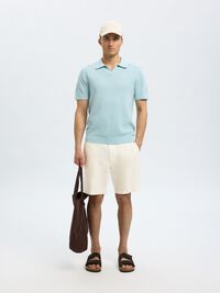REGULAR FIT LINEN-BLEND SHORTS, Cloud Dancer, highres