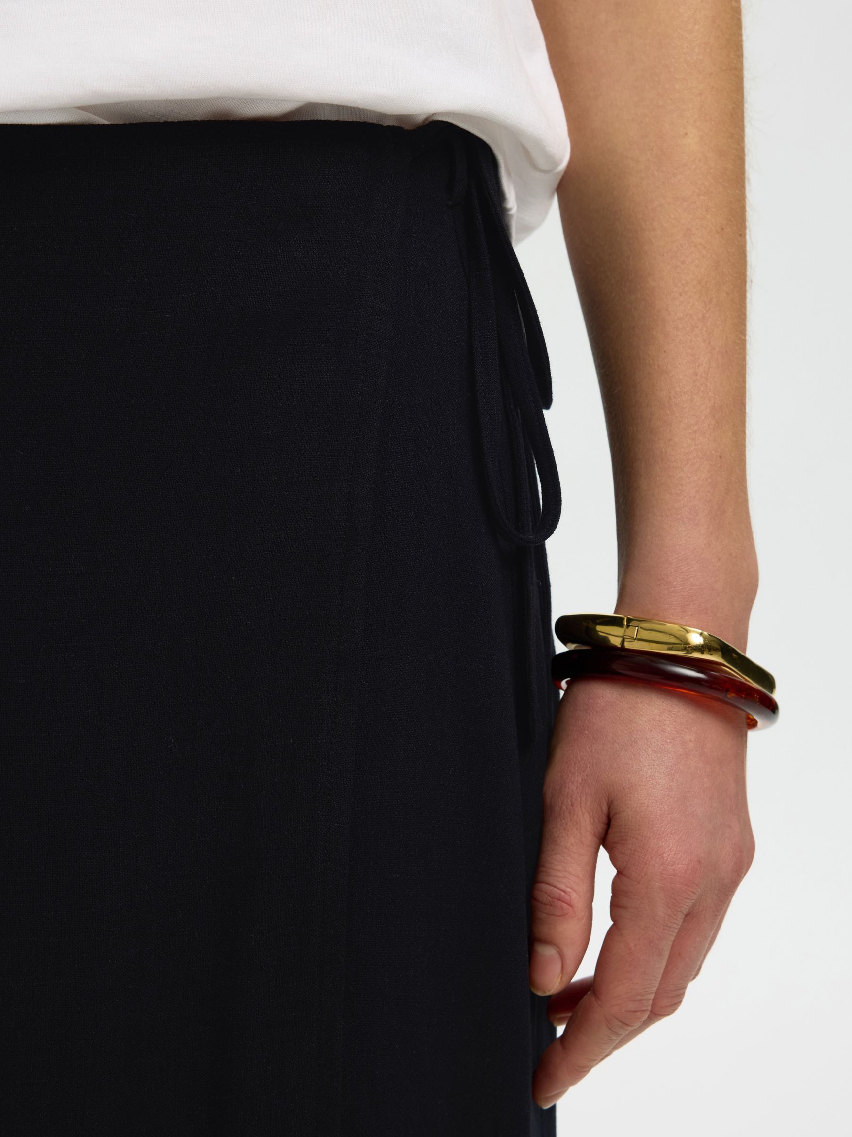 WRAP MAXI SKIRT, Black, highres
