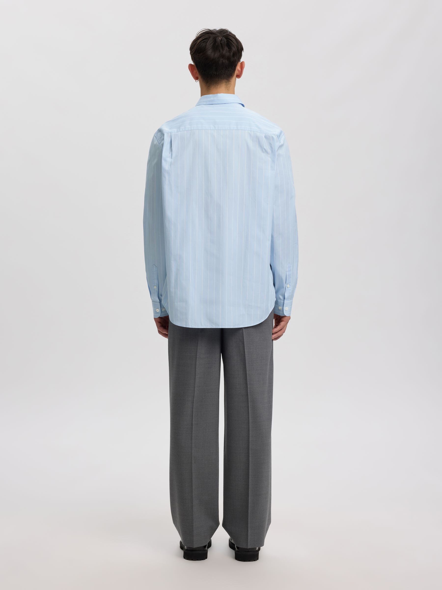 RELAXED FIT STRIPED SHIRT, Cashmere Blue, highres