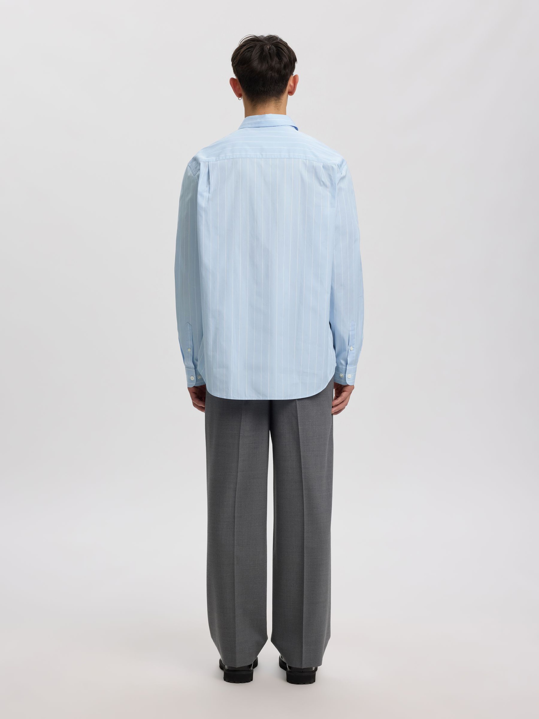 RELAXED FIT GESTREEPTE BLOUSE, Cashmere Blue, highres