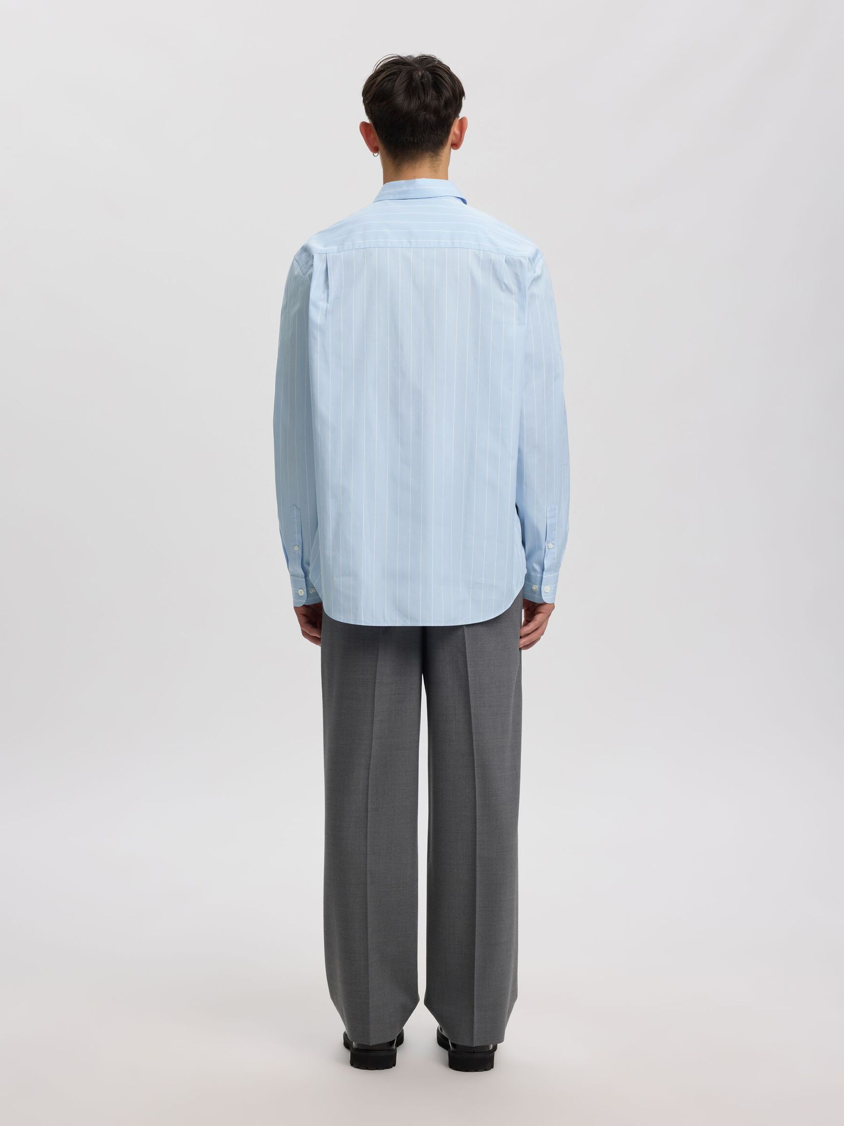 RELAXED FIT STRIPED SHIRT, Cashmere Blue, highres