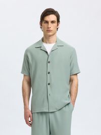 GERIPPTES CUBAN COLLAR KURZARMHEMD, Iceberg Green, highres