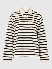 STRIPED  LONG-SLEEVED POLO, Birch, highres