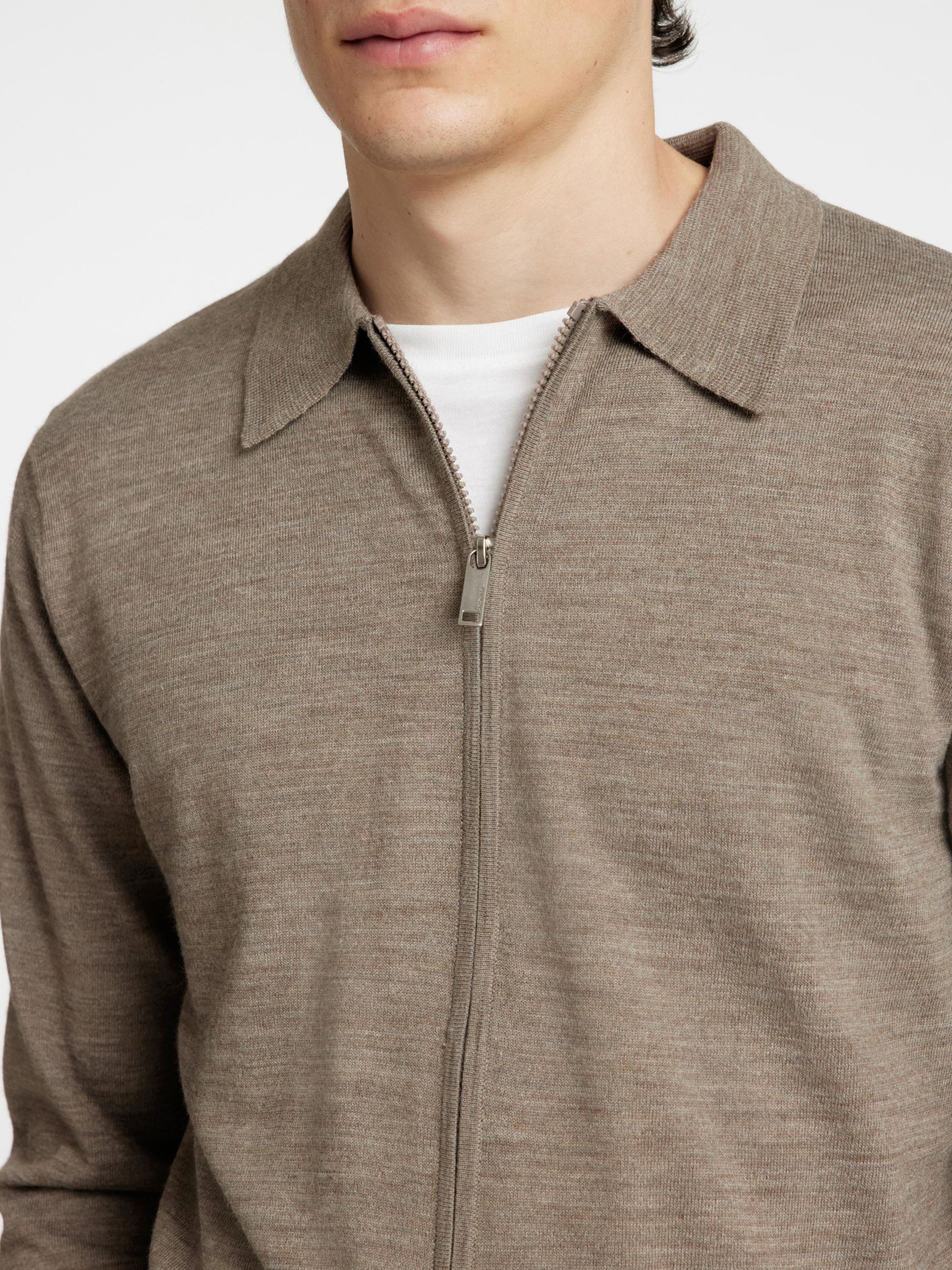 WOLLGEMISCH STRICKJACKE MIT REISSVERSCHLUSS, Desert Taupe, highres