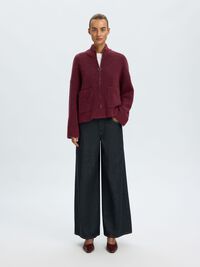 WOOL BLEND CARDIGAN, Tawny Port, highres