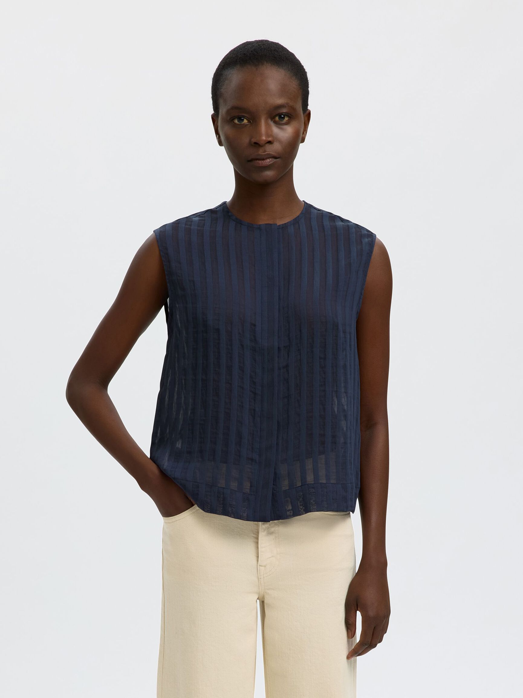 OVERSIZED FIT MOUWLOOS HEMD, Dark Sapphire, highres