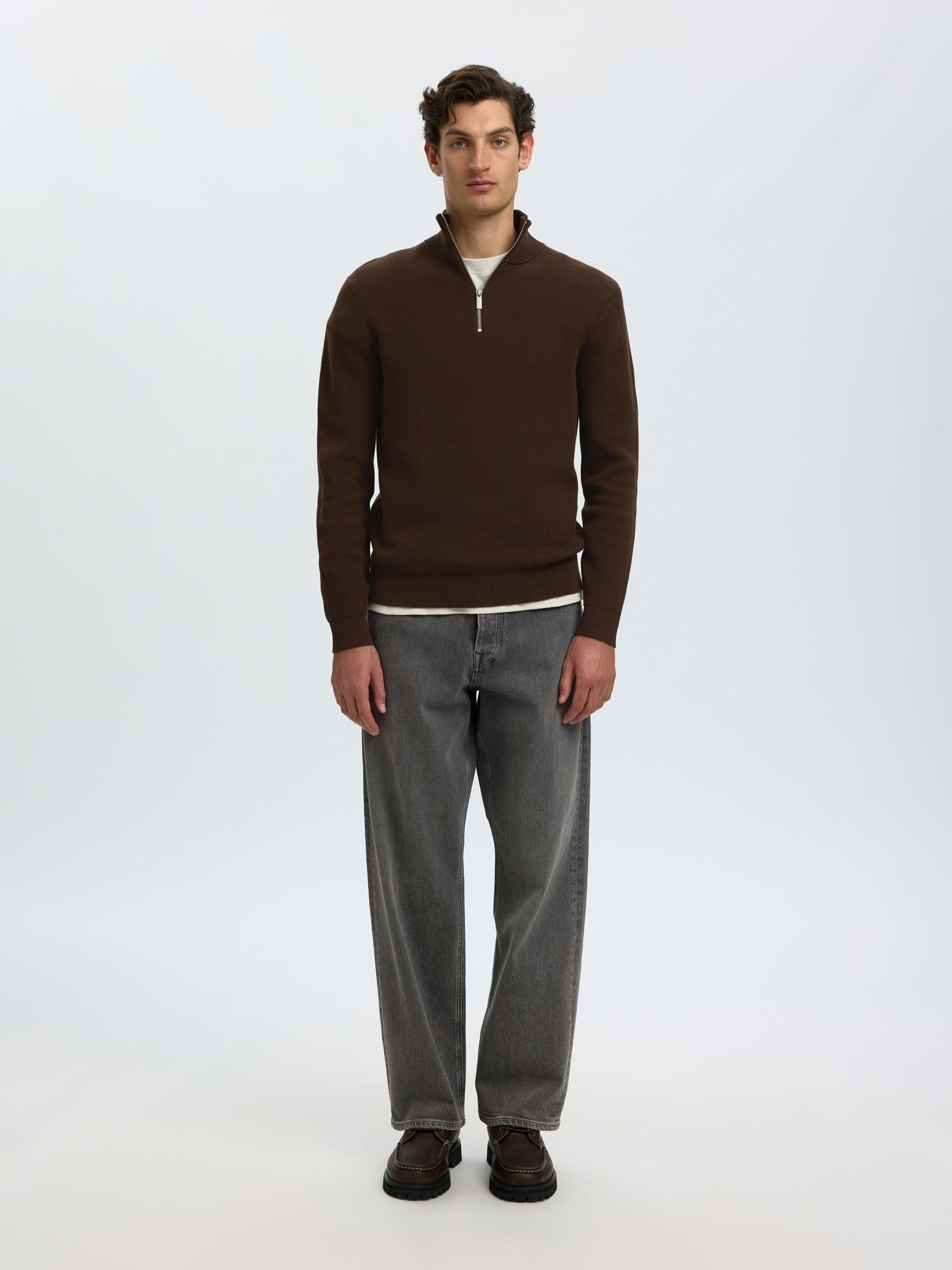 HALF-ZIP JUMPER, Demitasse, highres