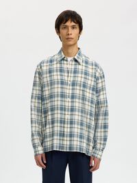 BAUMWOLL KAROHEMD, Egret, highres