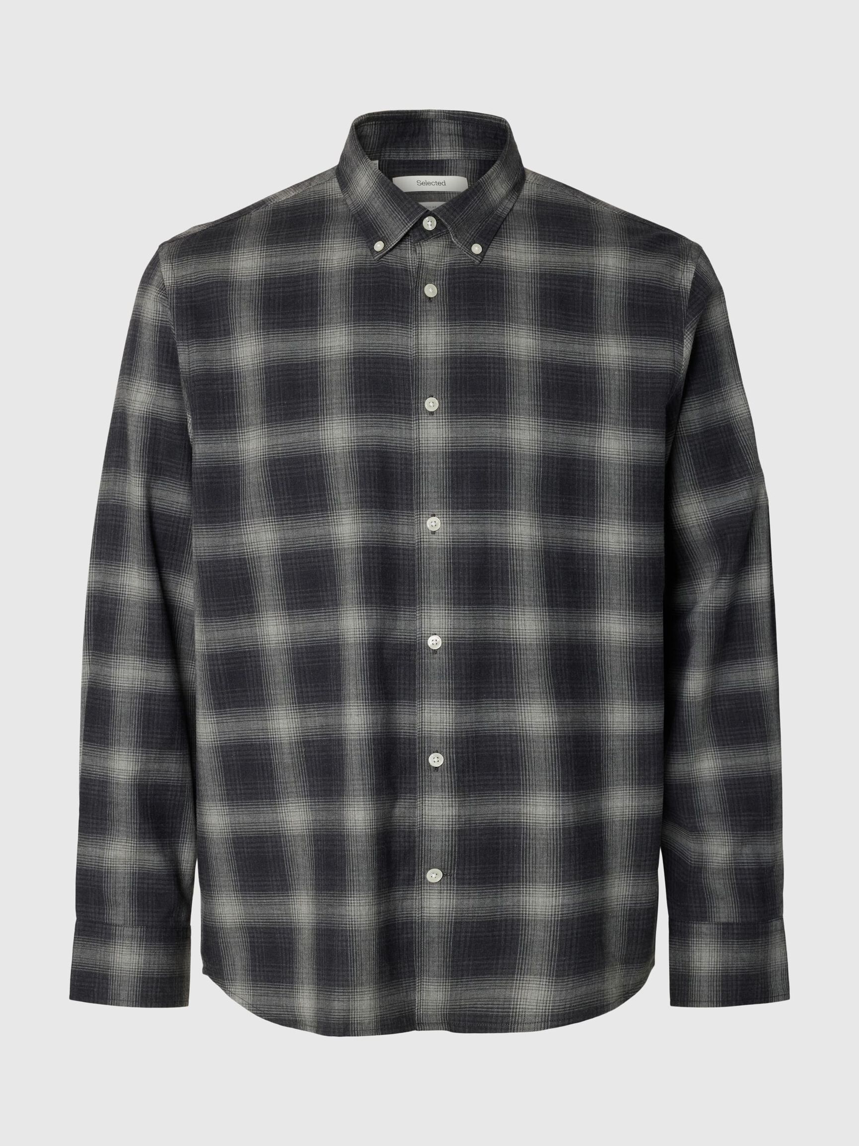 COTTON LONG SLEEVED SHIRT, Dark Grey Melange, highres