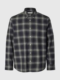 COTTON LONG SLEEVED SHIRT, Dark Grey Melange, highres
