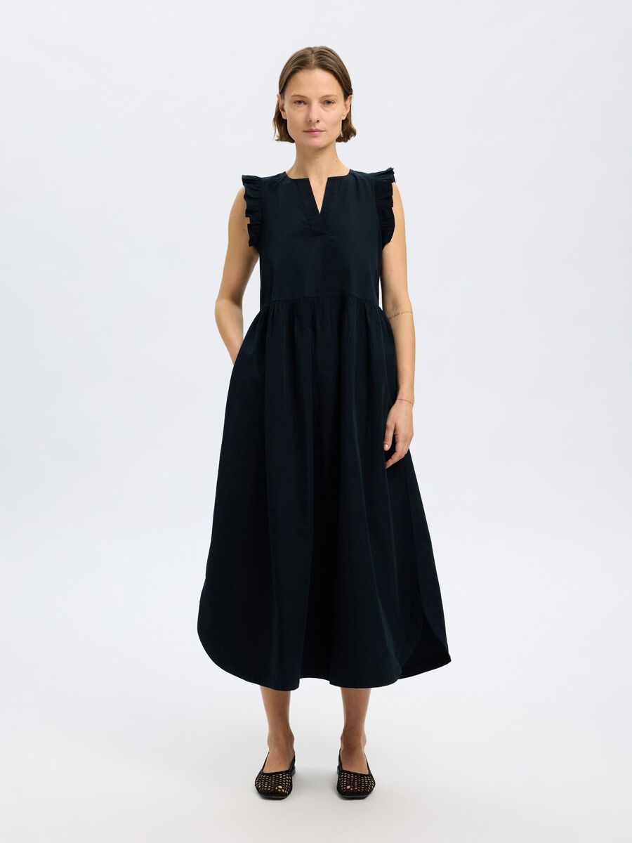 Selected BAUMWOLL MAXIKLEID, Black, highres - 16098262_Black_003.jpg