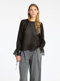 GEDETAILLEERD SHIRT MET LANGE MOUWEN, Black, highres