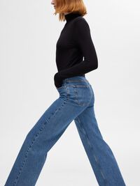 HIGH WAISTED WIDE LEG JEANS, Medium Blue Denim, highres