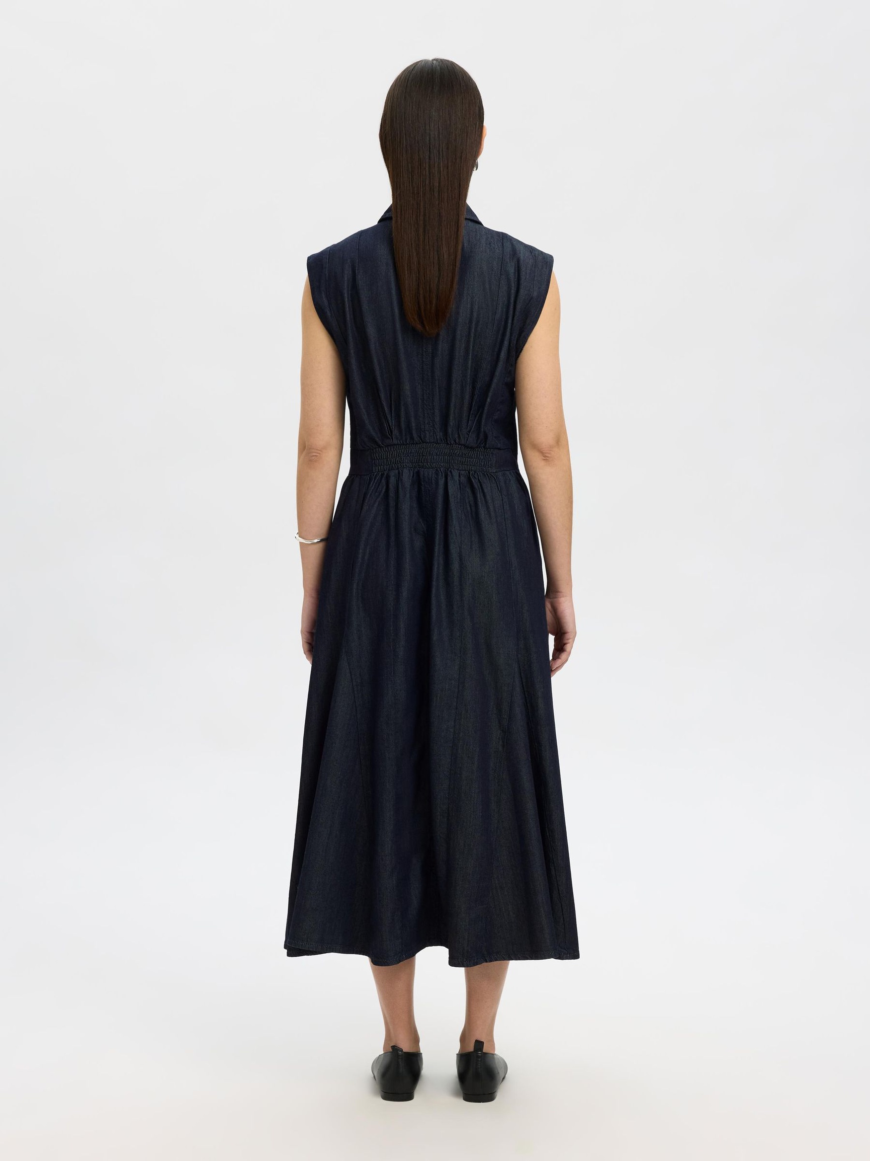 DENIM BLUSENKLEID, Dark Blue Denim, highres