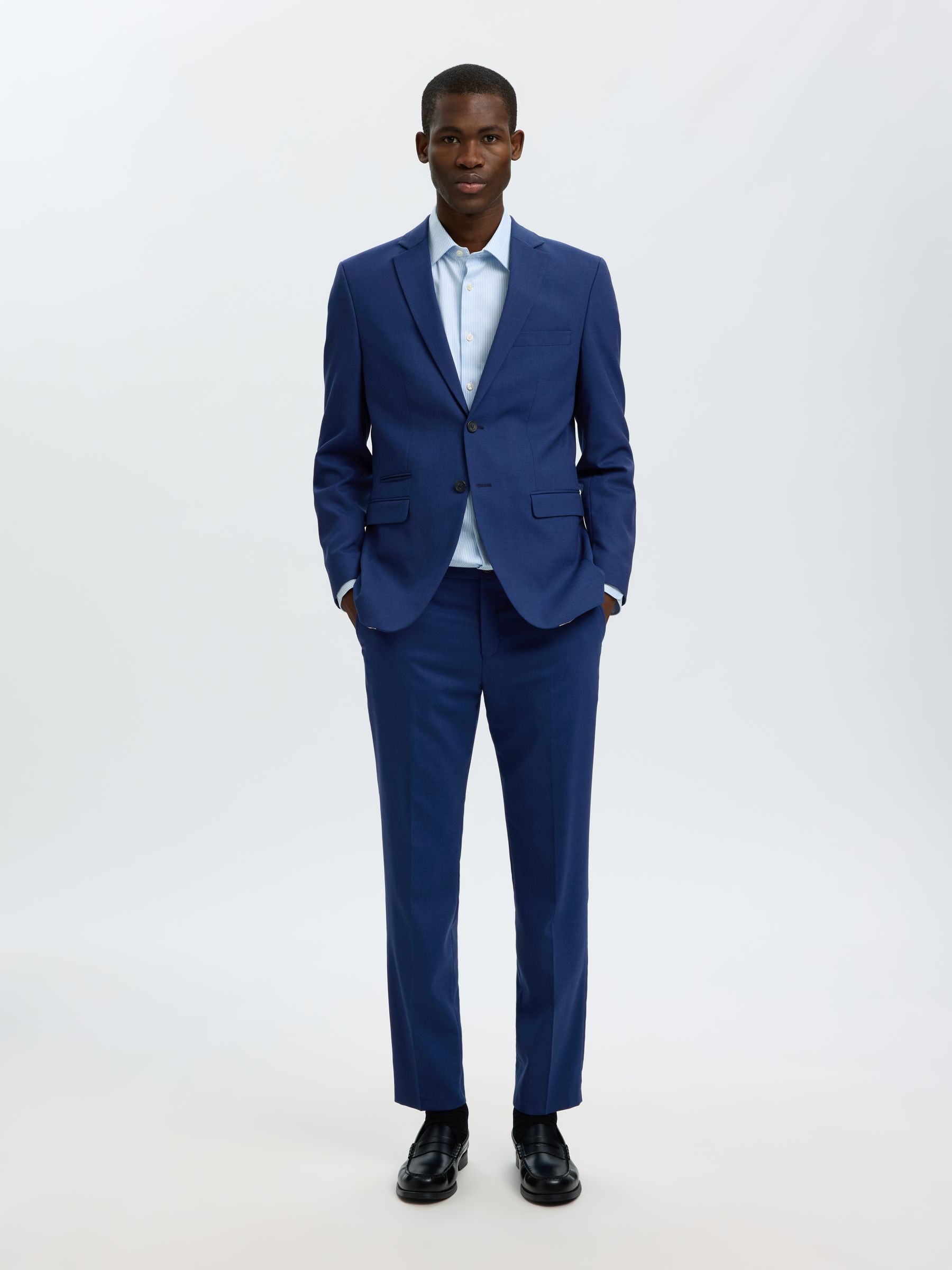 TISSÉ EN LAINE MÉLANGÉE PANTALON, Blue Depths, highres