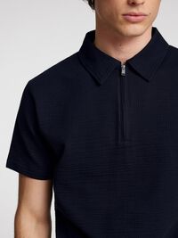 SEERSUCKER POLO SHIRT, Sky Captain, highres