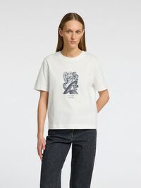 PRINTED BOXY FIT T-SHIRT, Snow White, highres