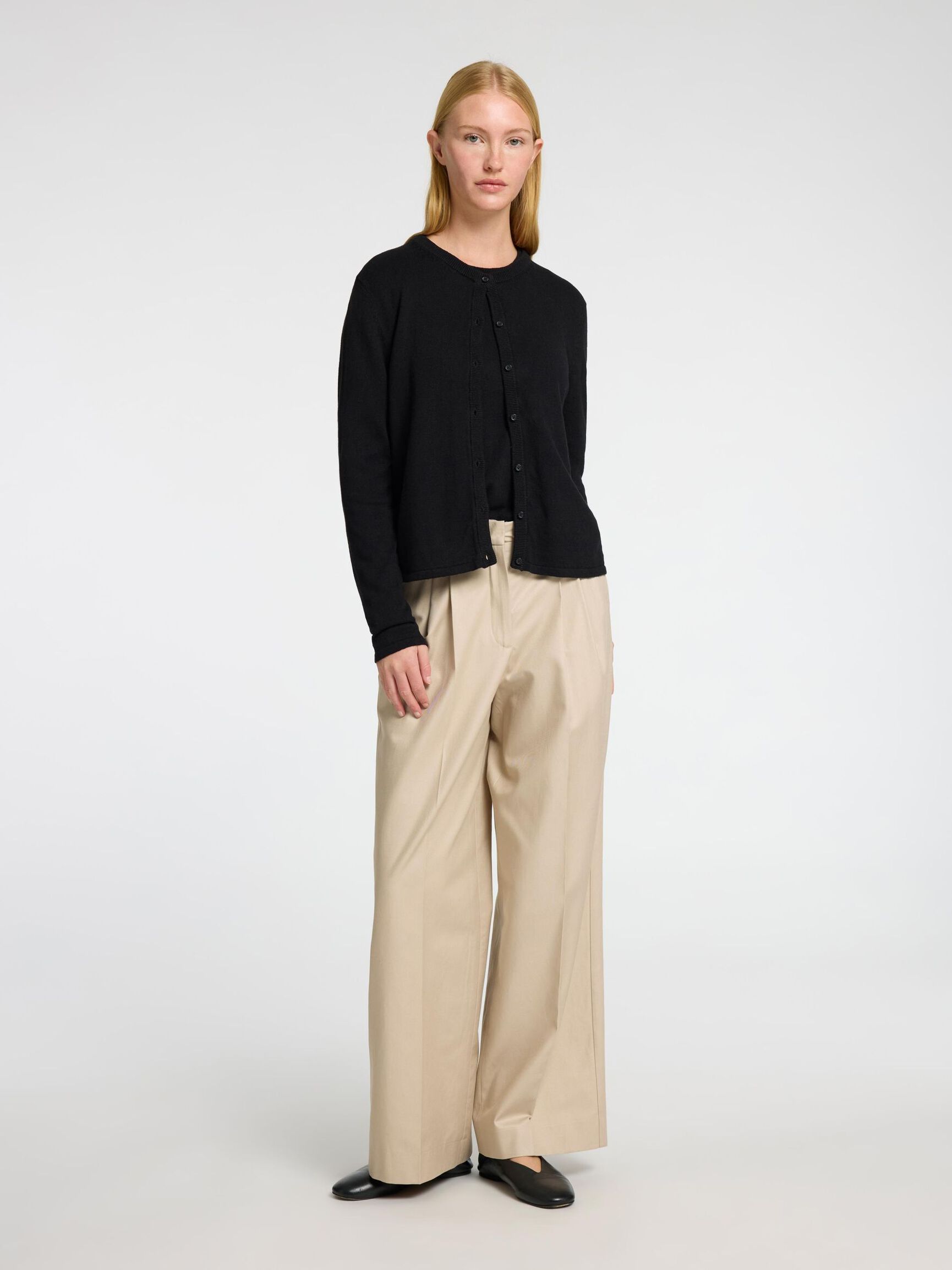 LINNENMIX GEBREID VEST, Black, highres