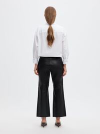 FLARED FIT LEATHER TROUSERS, Black, highres