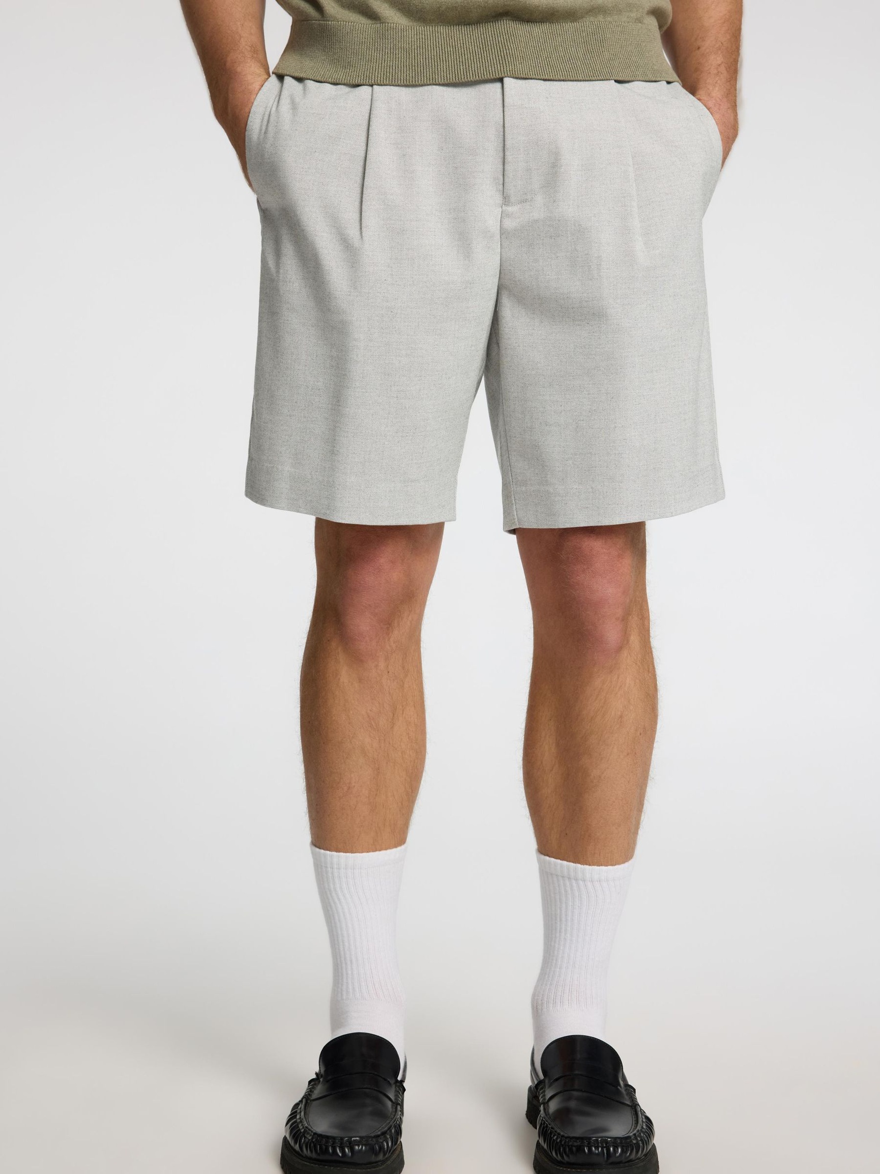 KOORD SHORTS, Light Grey Melange, highres