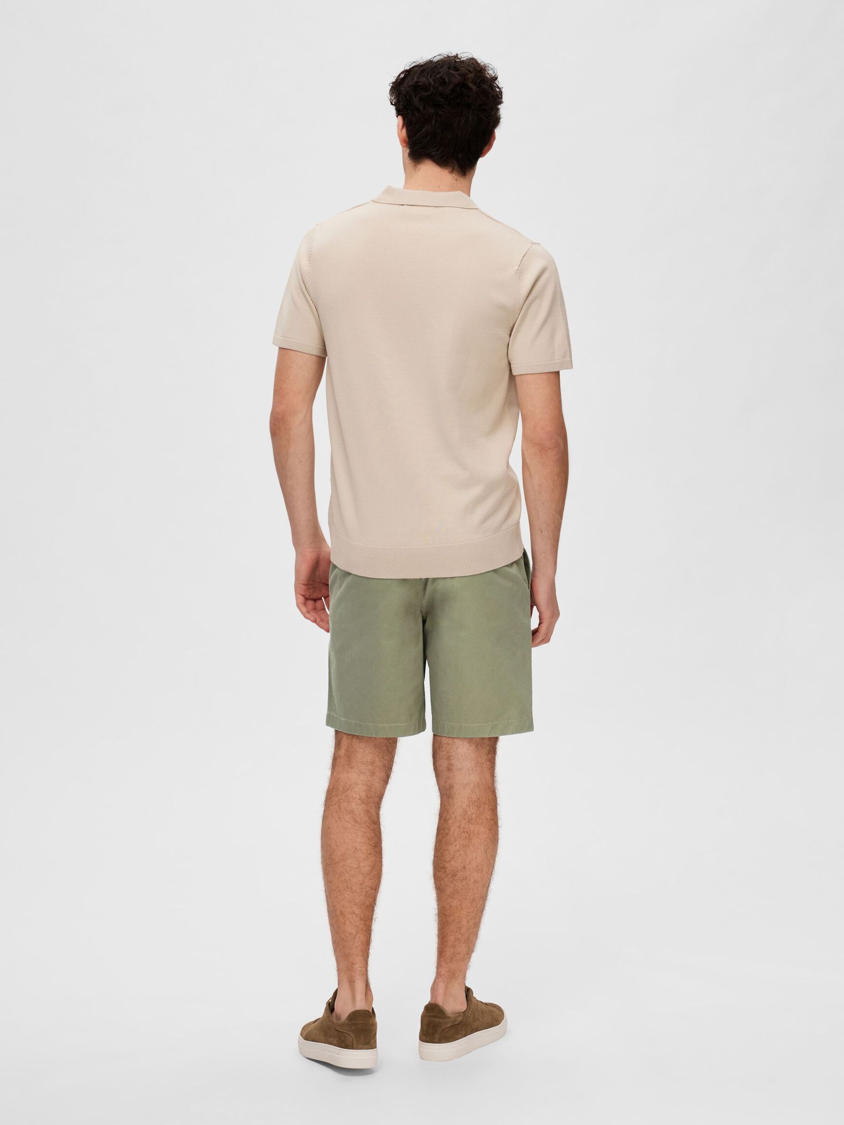 GESTRICKTES POLO SHIRT, Oatmeal, highres