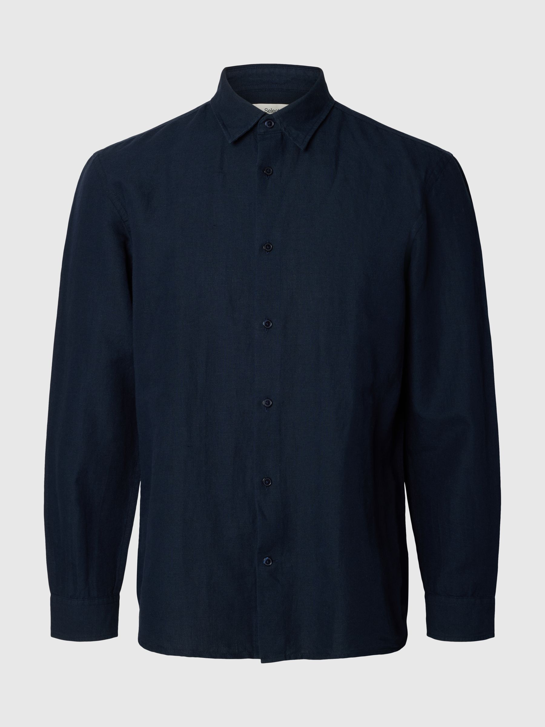 REGULAR FIT BLUSE AUS LEINENGEMISCH, Sky Captain, highres
