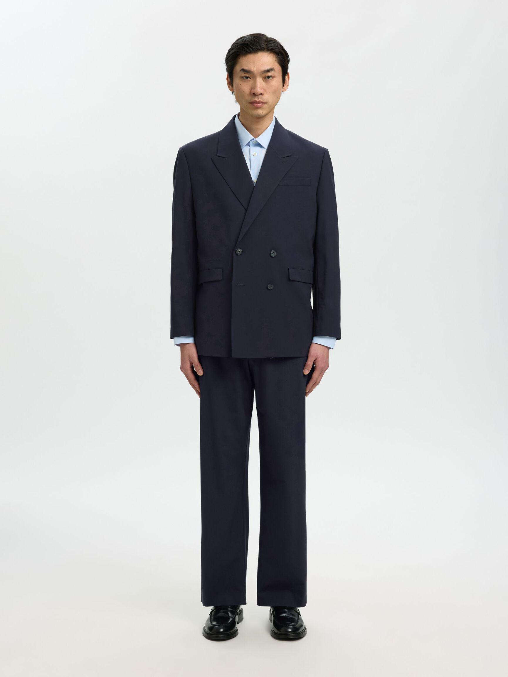 RELAXED FIT DOUBLE-BREASTED BLAZER, Navy Blazer, highres