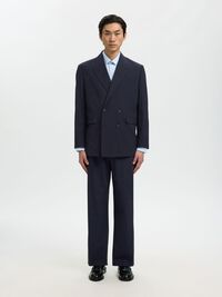 RELAXED FIT DOUBLE-BREASTED BLAZER, Navy Blazer, highres