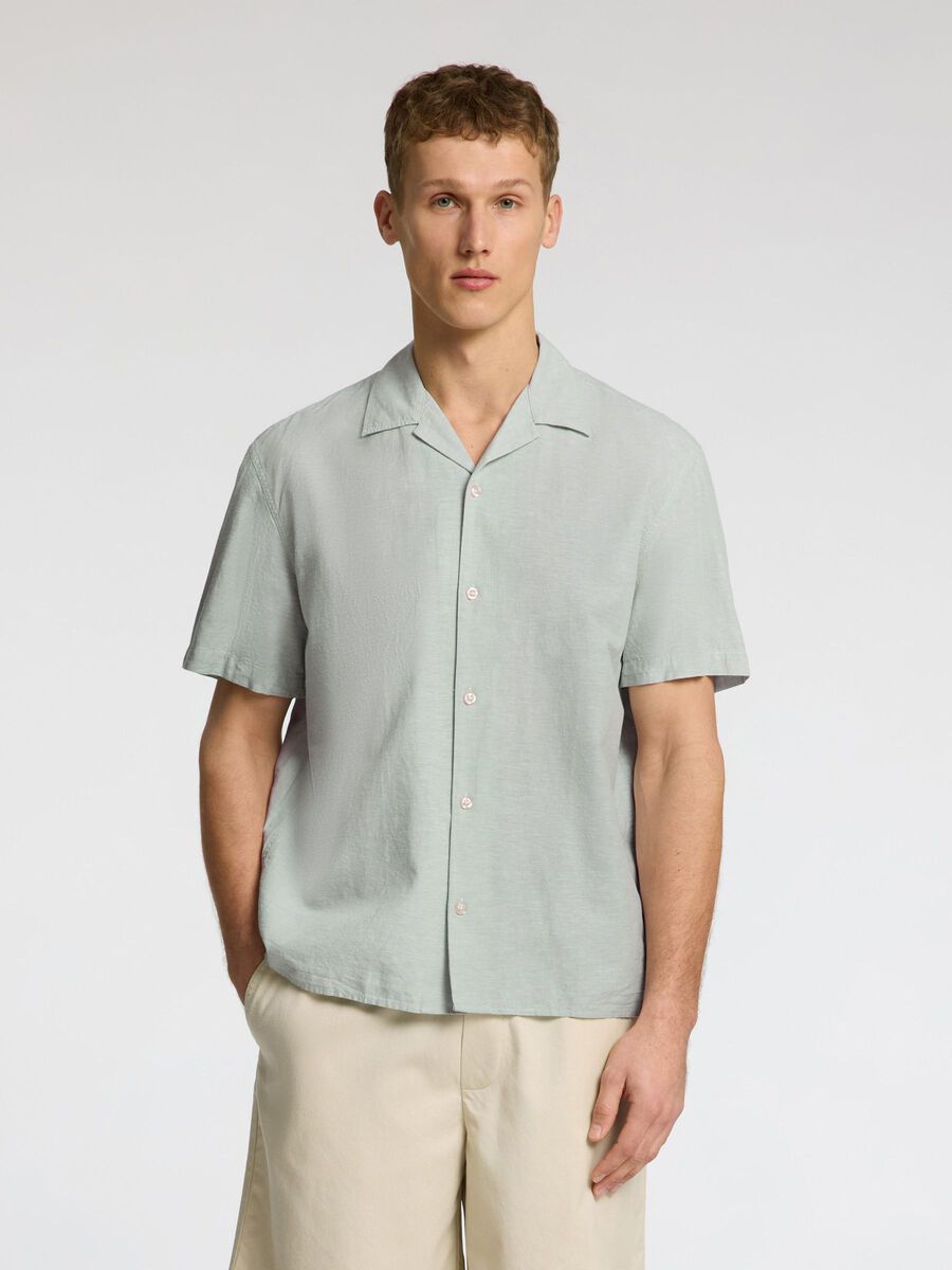 Selected LINEN BLEND SHORT SLEEVED SHIRT, Iceberg Green, highres - 16092978_IcebergGreen_003.jpg