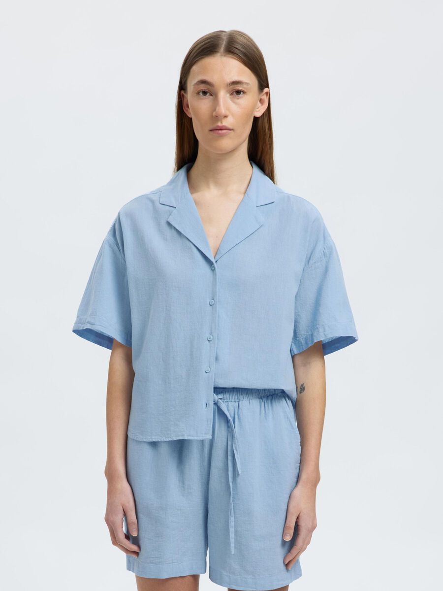 Selected LINNENMIX OVERHEMD MET KORTE MOUWEN, Cashmere Blue, highres - 16097922_CashmereBlue_1187488_003.jpg