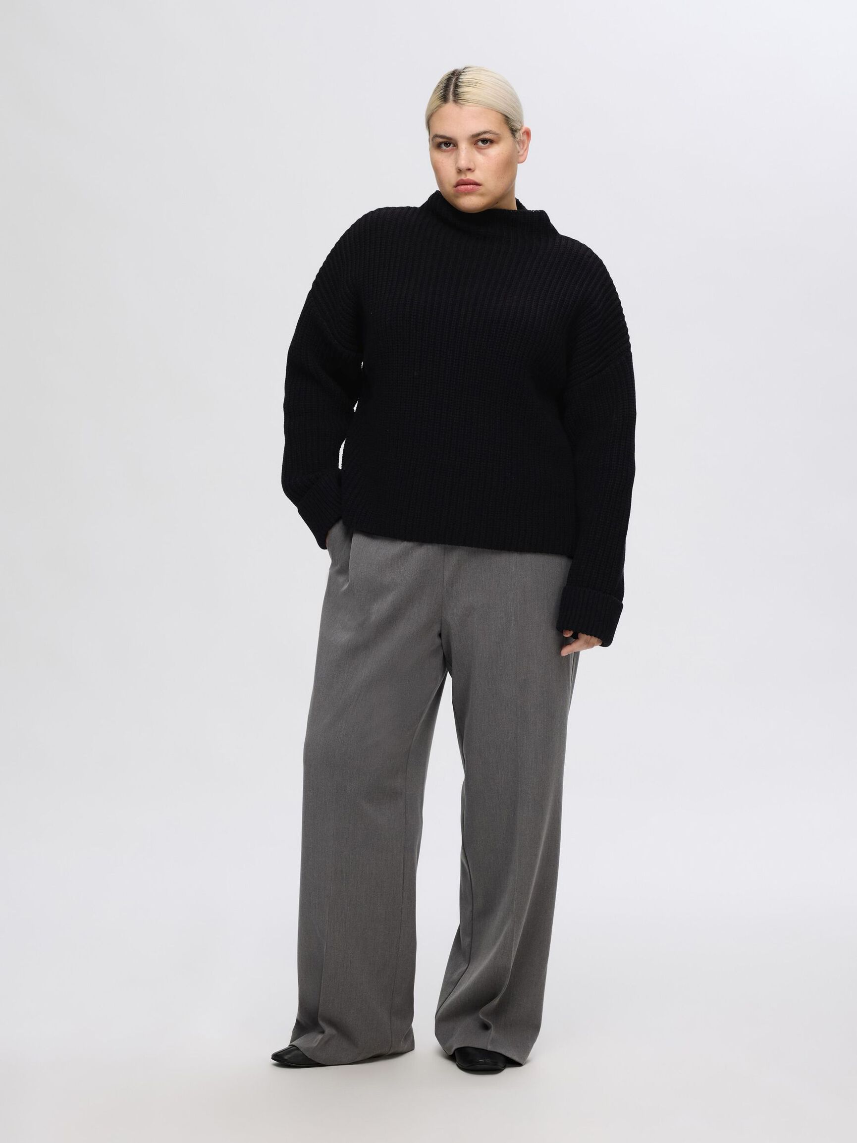 OVERSIZE PULLOVER, Black, highres